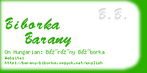 biborka barany business card